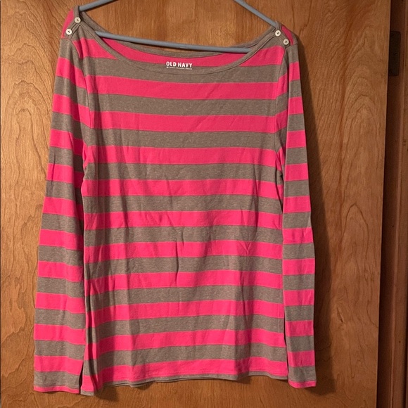 Old Navy Tops - Old Navy Woman’s Vibrant Pink and Gray Striped Top,XL